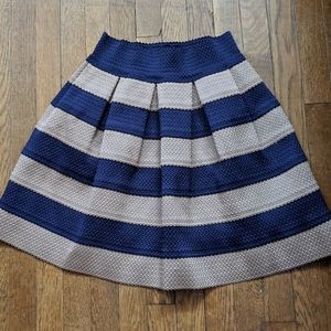FSR Pleated Blue & Brown Striped Skirt